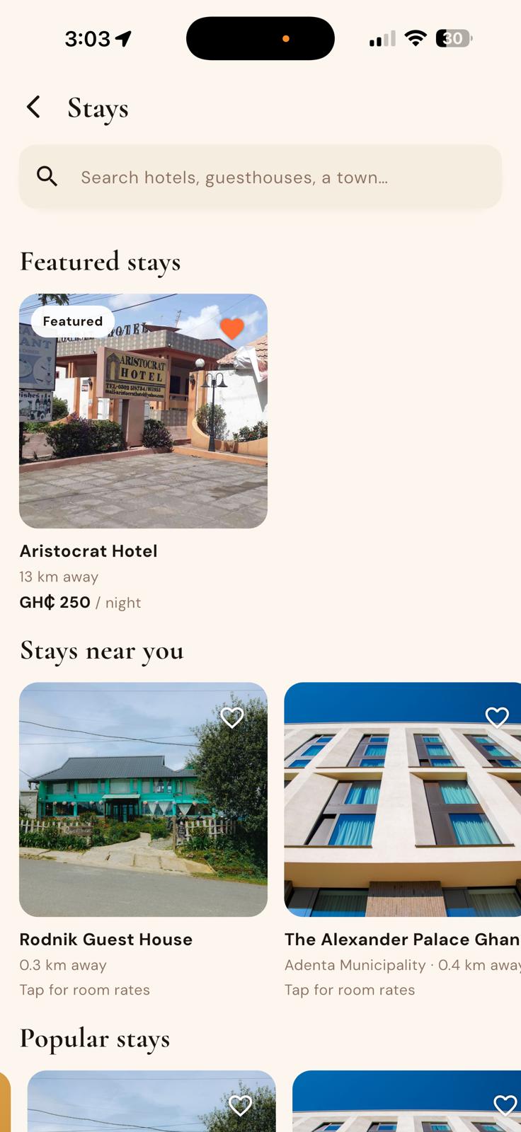 Browsing stays and hotels on FINDR