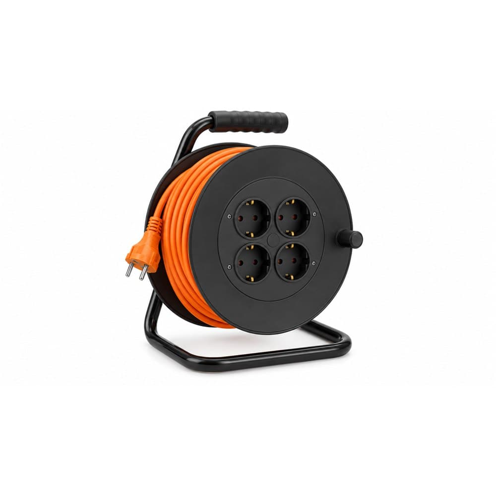 Extension cable reel 20-25m with 4 sockets